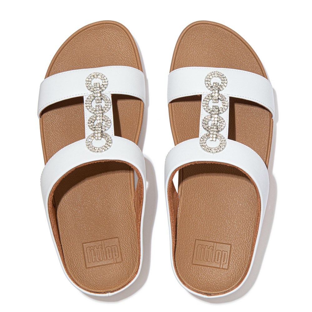 Fitflop Womens Slides - Fino Sparkle - White - 216-VMFWCN